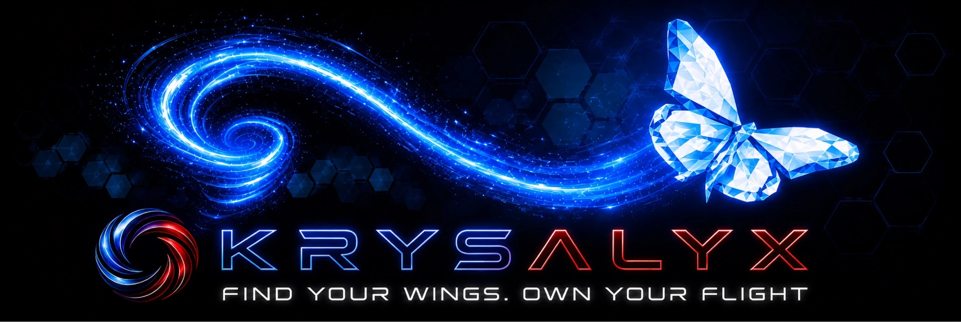 KRYSALYX butterfly with the tagline Find your wings. Own your flight.